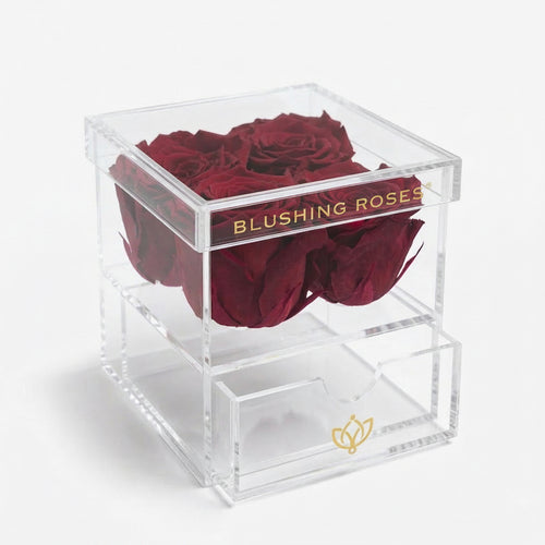 Magenta Preserved Roses | Acrylic 4 Drawer Box | Blushing Roses