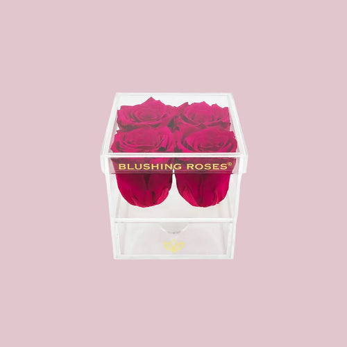 Magenta Preserved Roses | Acrylic 4 Drawer Box | Blushing Roses