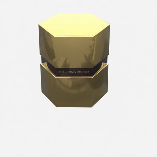Peach & Gold Roses  | Mirrored Hexagon Gold Box | Blushing Roses
