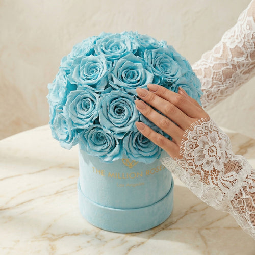 Basic Mint Green Suede Superdome Box | Turquoise Roses