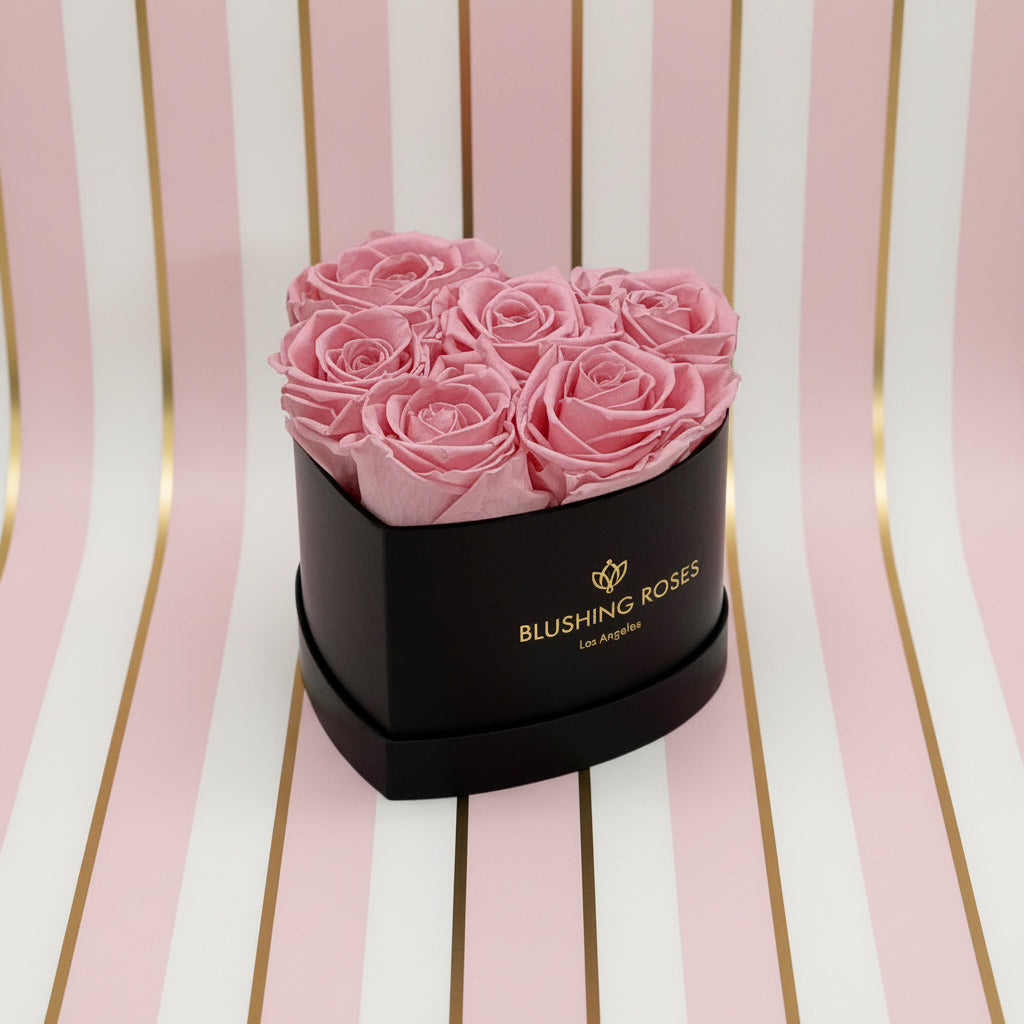 Baby Heart Black Box | Light Pink Roses