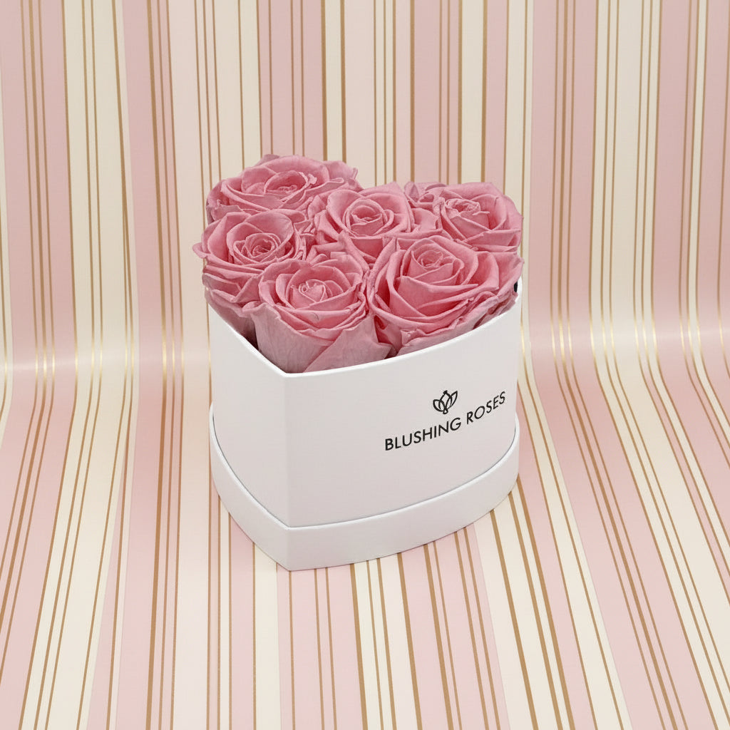 Baby Heart White Box | Light Pink Roses