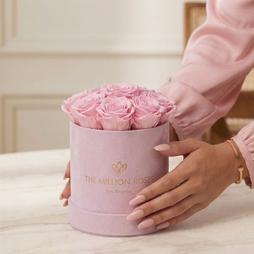 Basic Light Pink Suede Box | Light Pink Roses